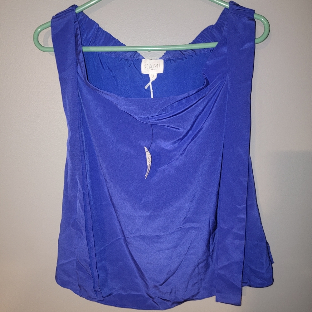 Cami NYC 100% Style Jade Silk Blouse Royal Blue NWT